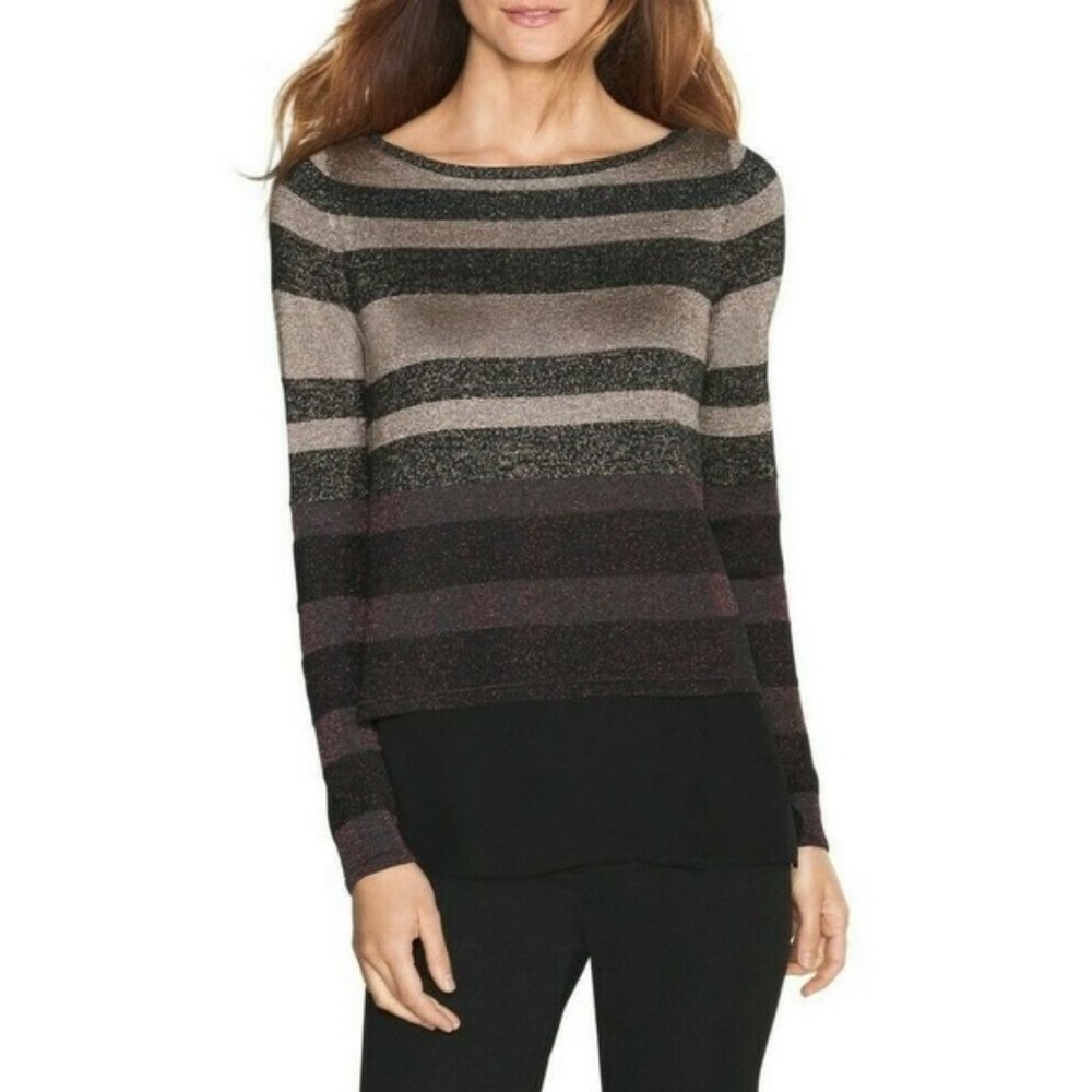 White House Black Market Metallic Layered Top S